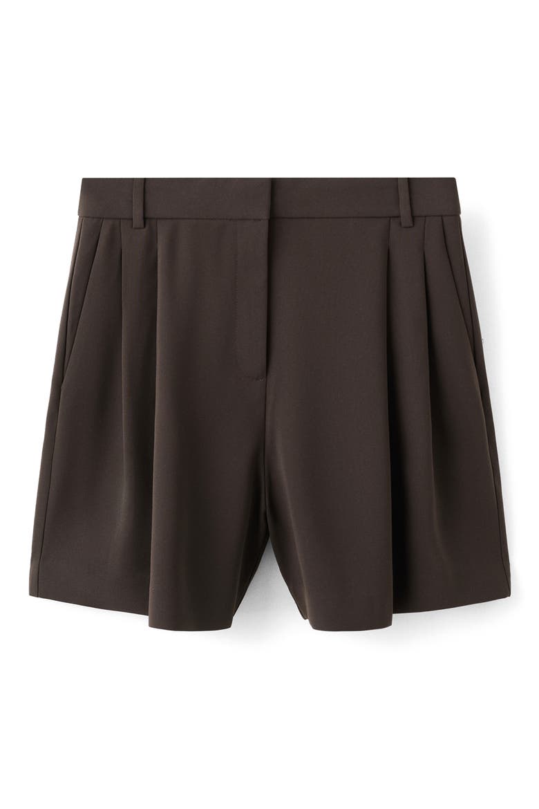 Pleated Bermuda Shorts, Alternate, color, BROWN