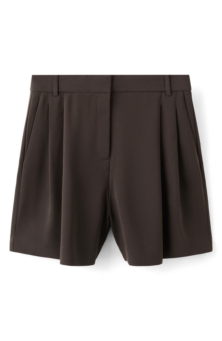 MANGO Pleated Bermuda Shorts, Alternate, color, Brown