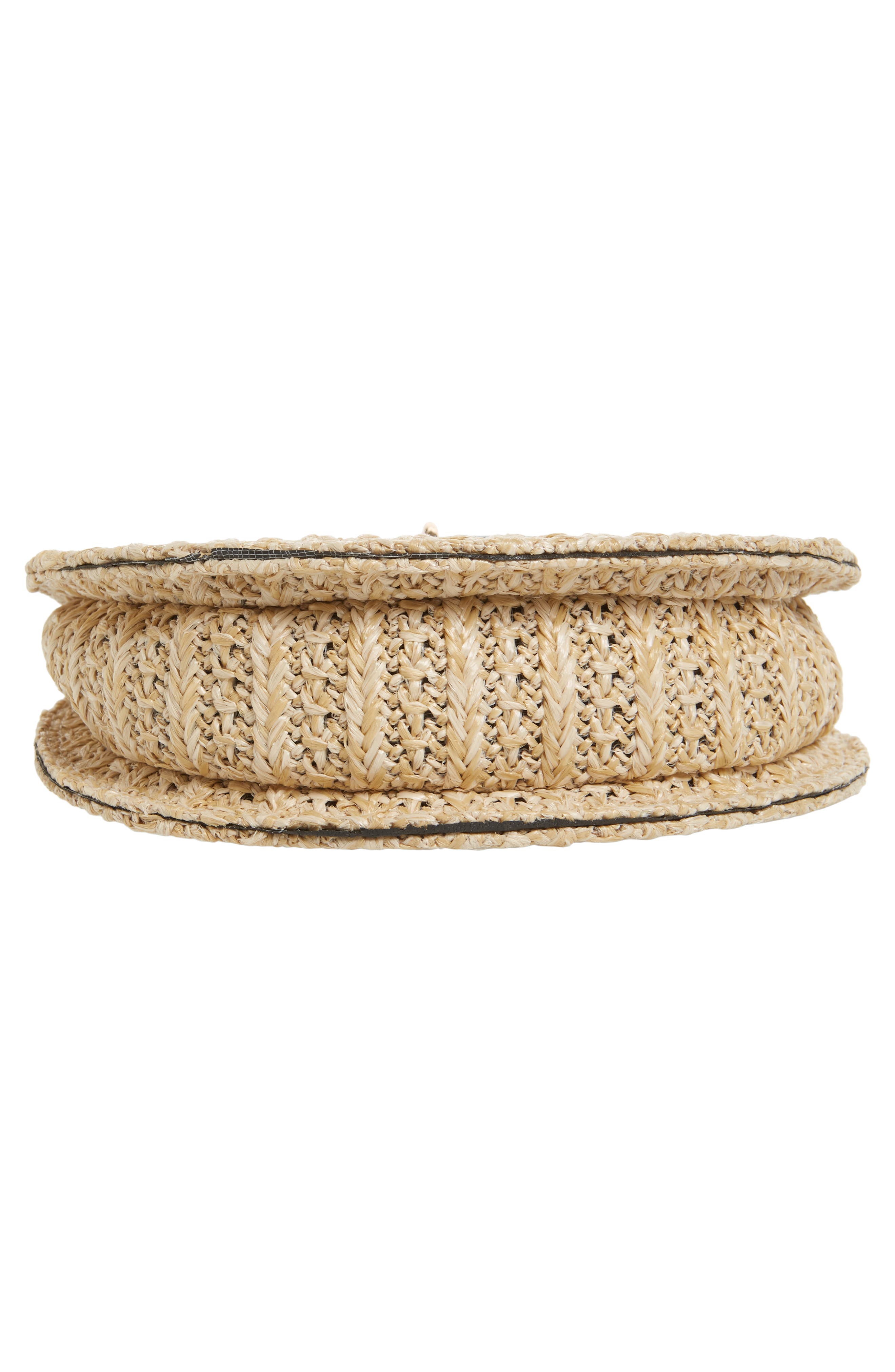 Round Straw Crossbody Bag, Alternate, color, NATURAL/ BLACK