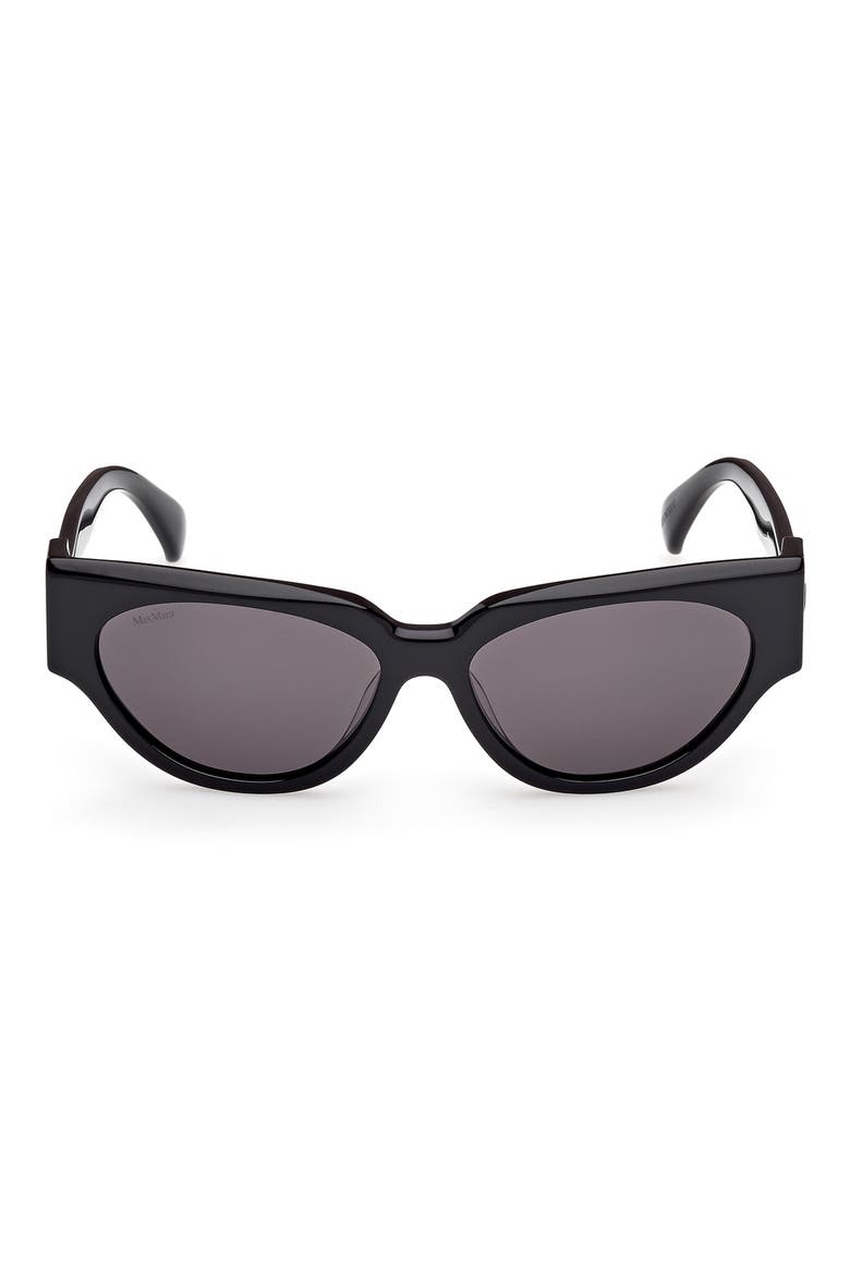 55mm Cat Eye Sunglasses, Main, color, SHINY BLACK / SMOKE