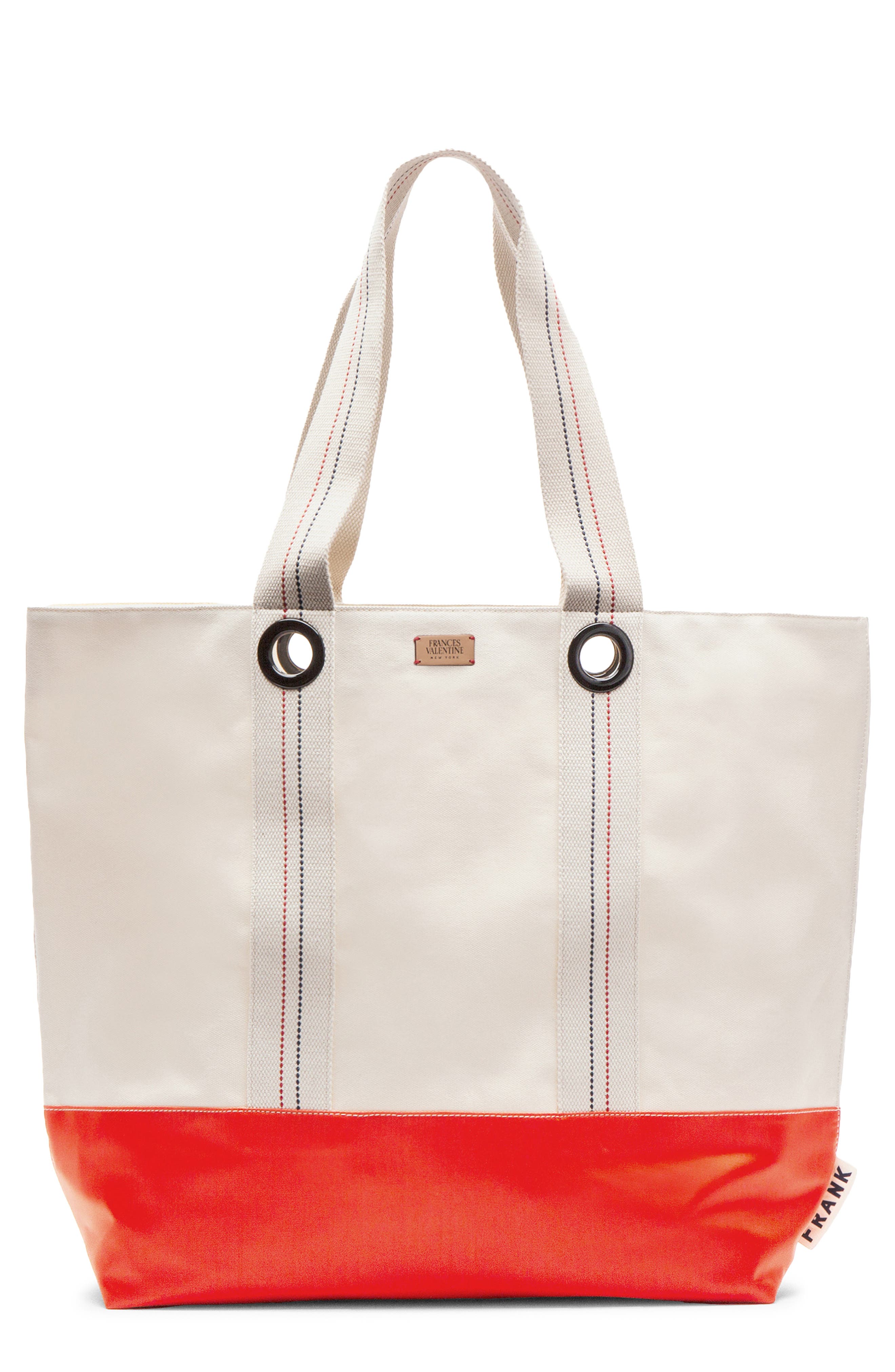 Frances Valentine Summer XL Canvas Tote, Main, color, Natural/ Orange