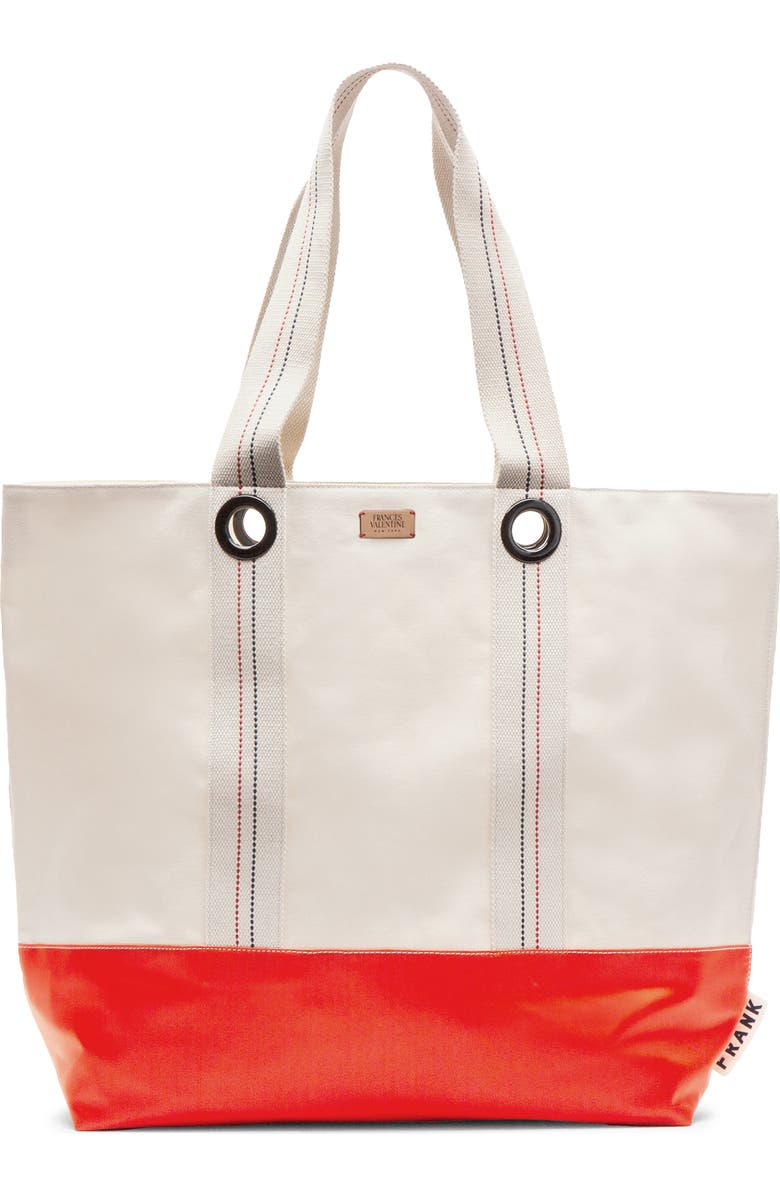 Frances Valentine Summer XL Canvas Tote, Main, color, Natural/ Orange
