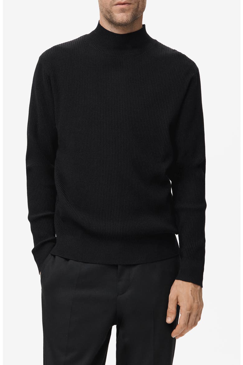 Ribbed Turtleneck Sweater, Main, color, BLACK