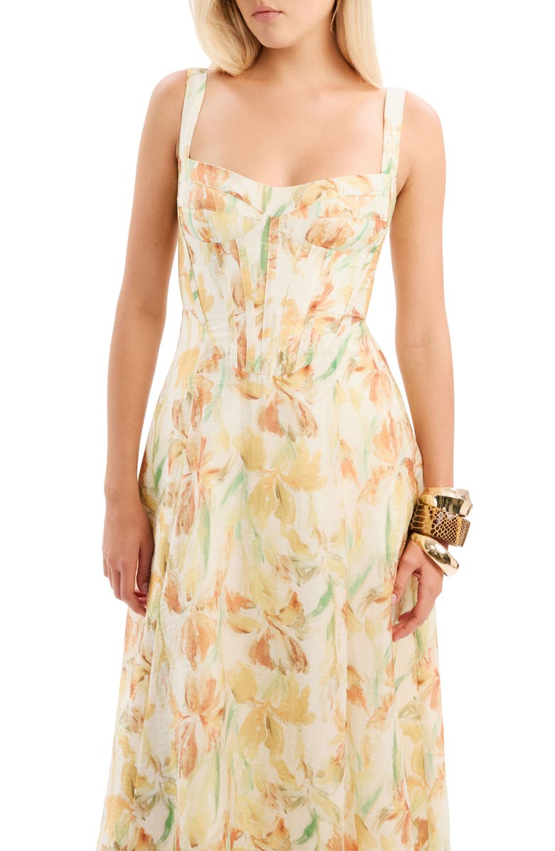 Bardot Adaline Floral Midi Dress, Alternate, color, Yellow Floral