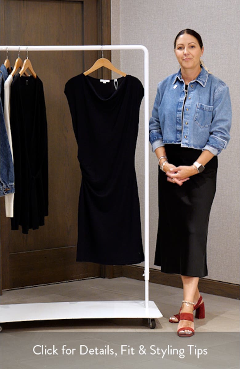 Cowl Neck Side Ruched Knit Dress, sales video thumbnail