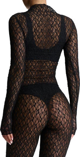 Mock Neck Lace Top
