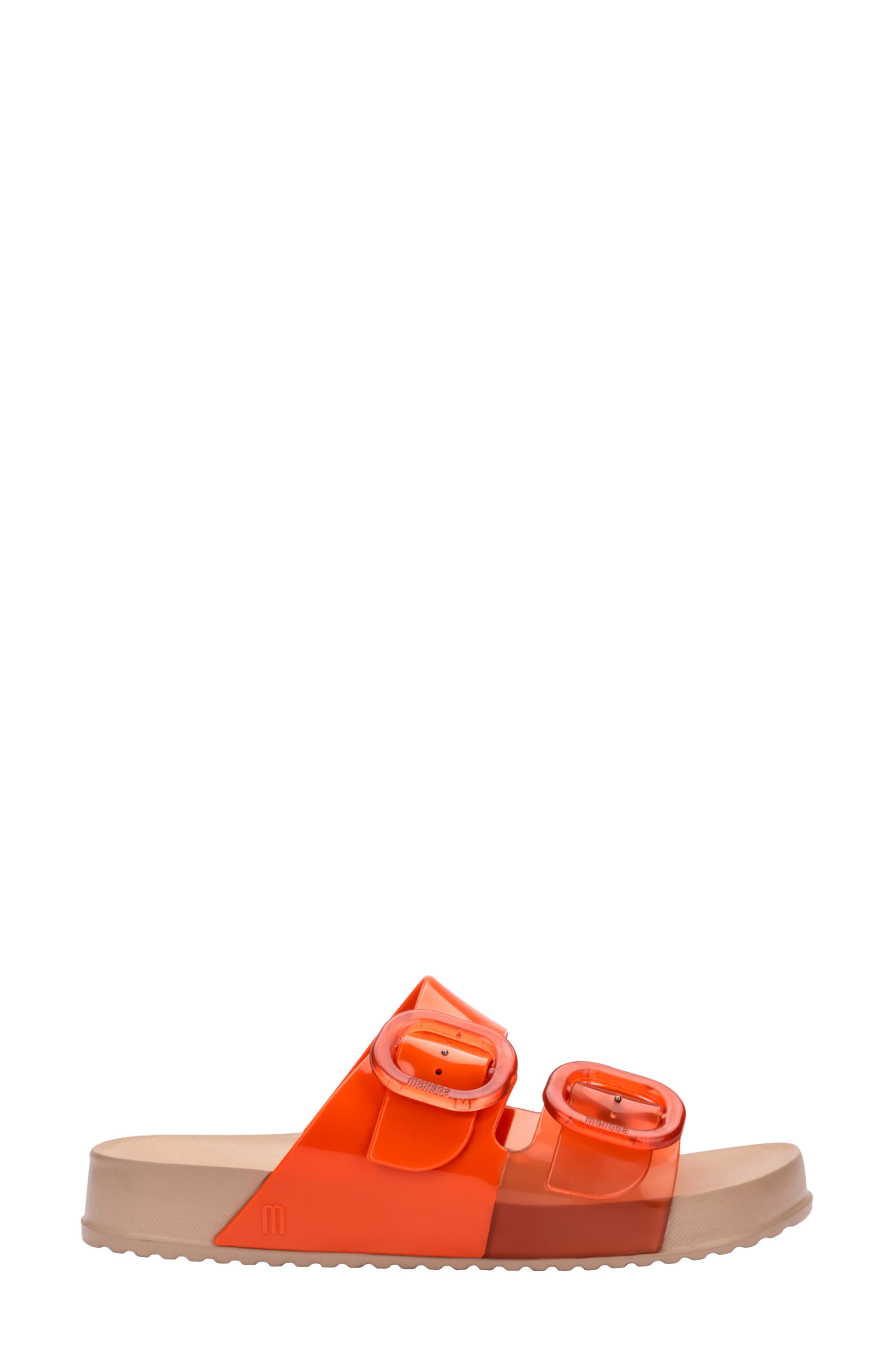 Cozy Buckle Slide Sandal, Alternate, color, BEIGE/ORANGE