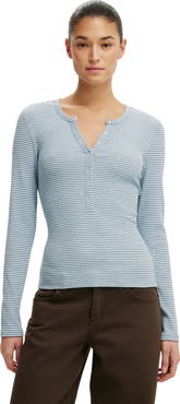 Cotton On Women's Blake Rib Henley Long Sleeve