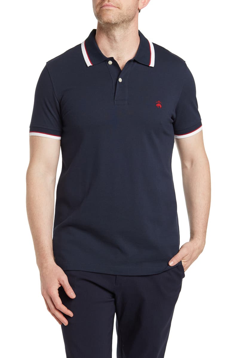 Brooks Brothers Pique Tipped Polo Shirt, Main, color, 