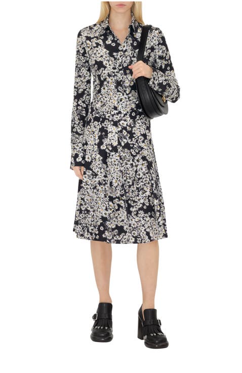 Pleated Daisy Silk Skirt