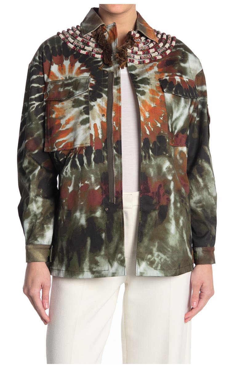 Valentino Caban Embellished Tie Dye Jacket, Main, color,