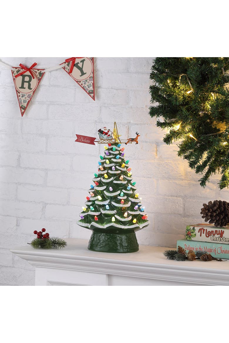 16 in. Animated Nostalgic Ceramic Tree - Green, Alternate, color, Multicolor