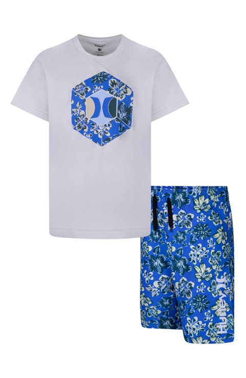 Kids' Floral Dri-FIT Swim Shirt & Trunks Set (Little Kid)