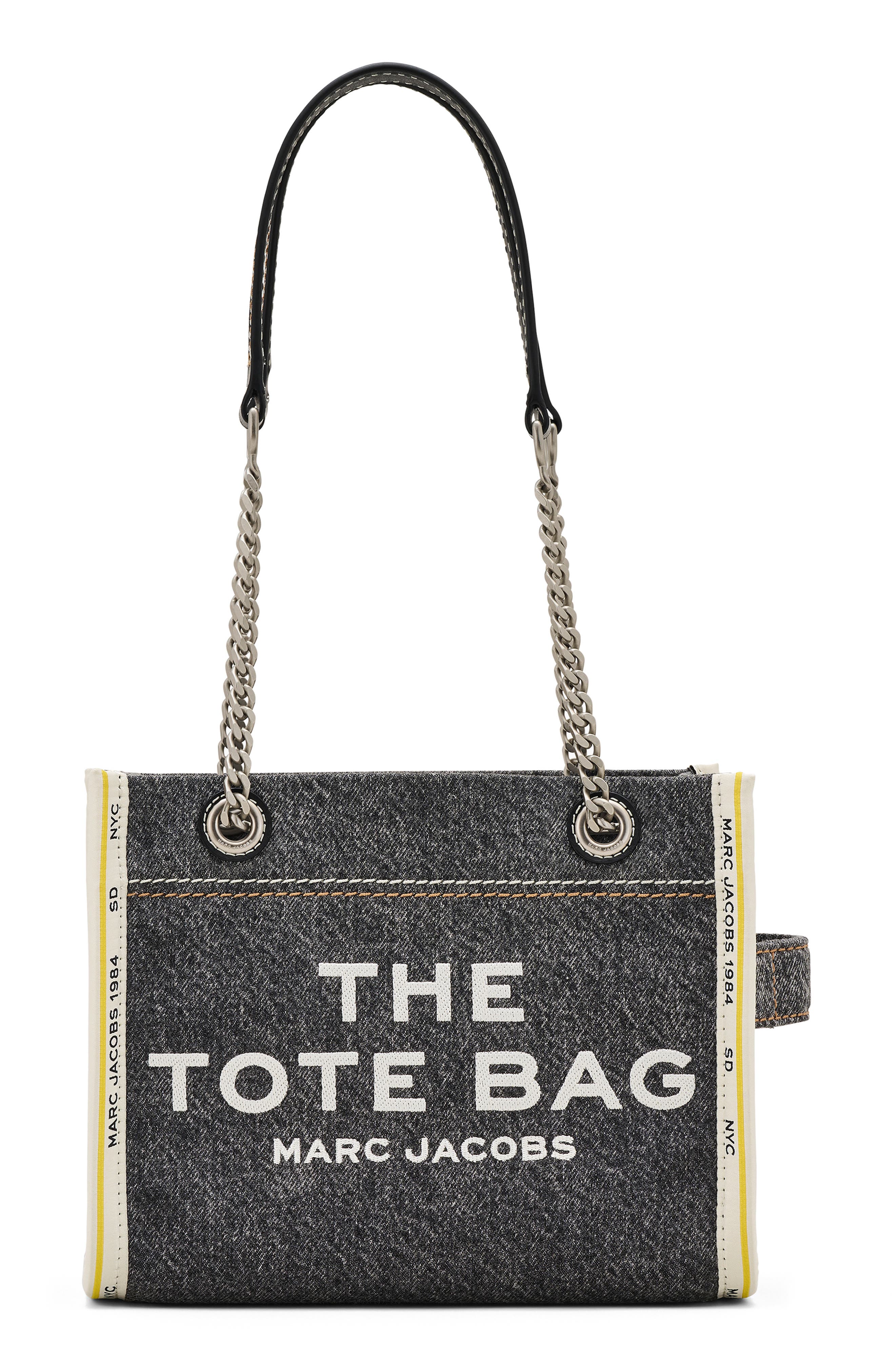 Marc Jacobs The Small Denim Tote, Main, color, Black Wash