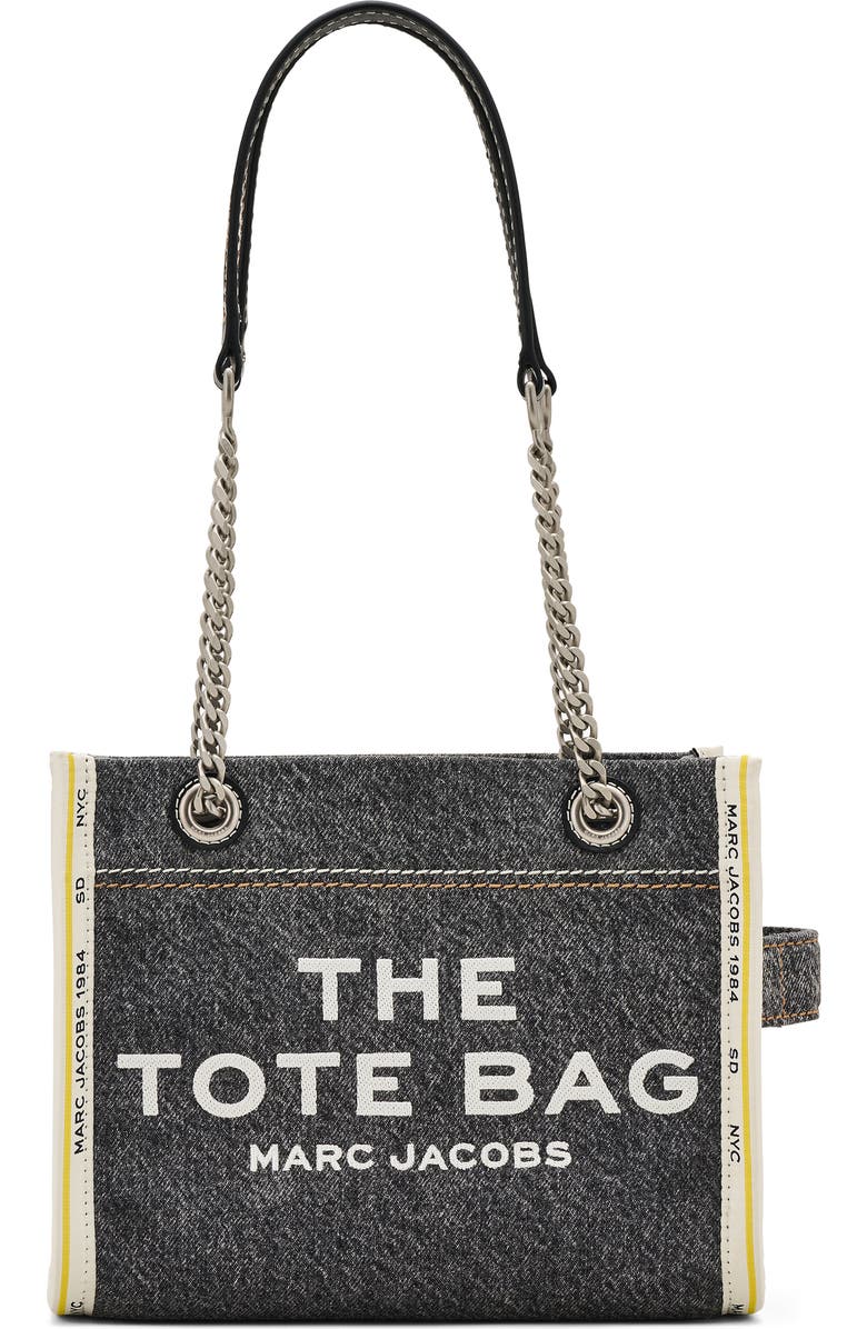 Marc Jacobs The Small Denim Tote, Main, color, Black Wash