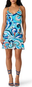 Steve Madden Sheila Print Cowl Back Minidress