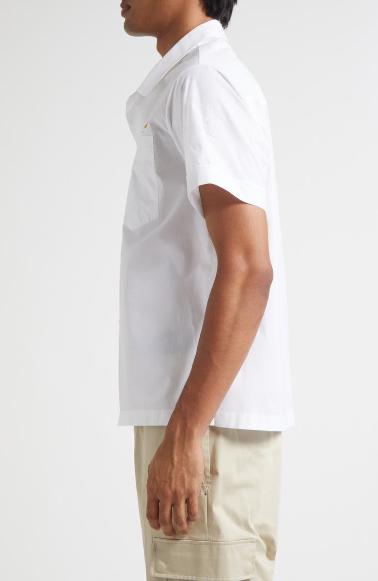 Moncler Logo Embroidered Camp Shirt, Alternate, color, Brilliant White