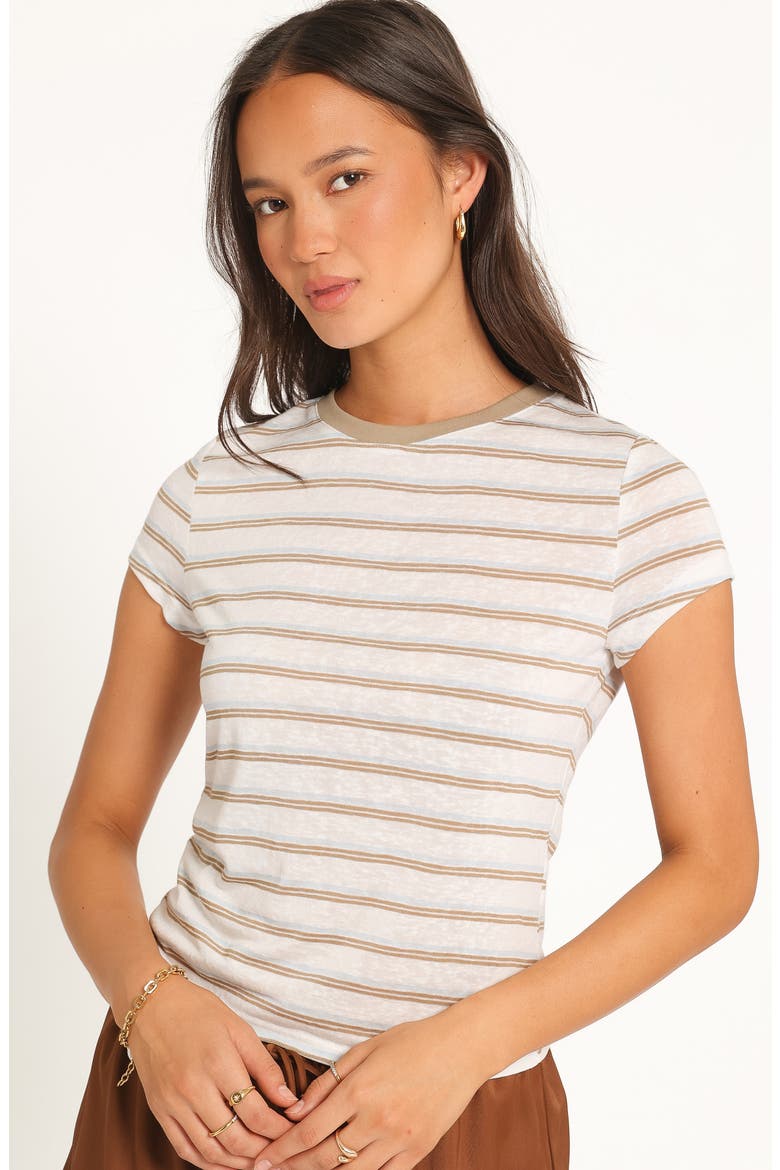 Billi Stripe Baby Tee, Alternate, color, BEIGE STRIPE
