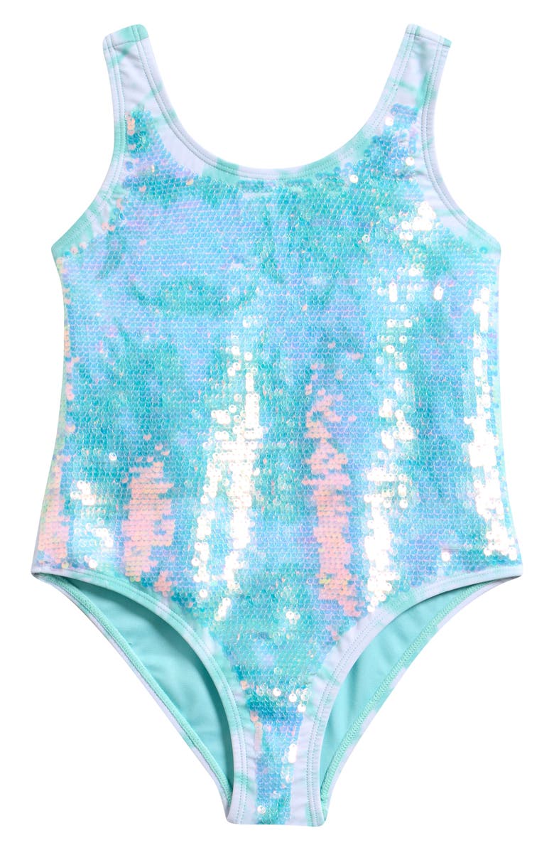 Ava & Yelly Kids' Embroidered One-Piece Swimsuit, Main, color, Mint