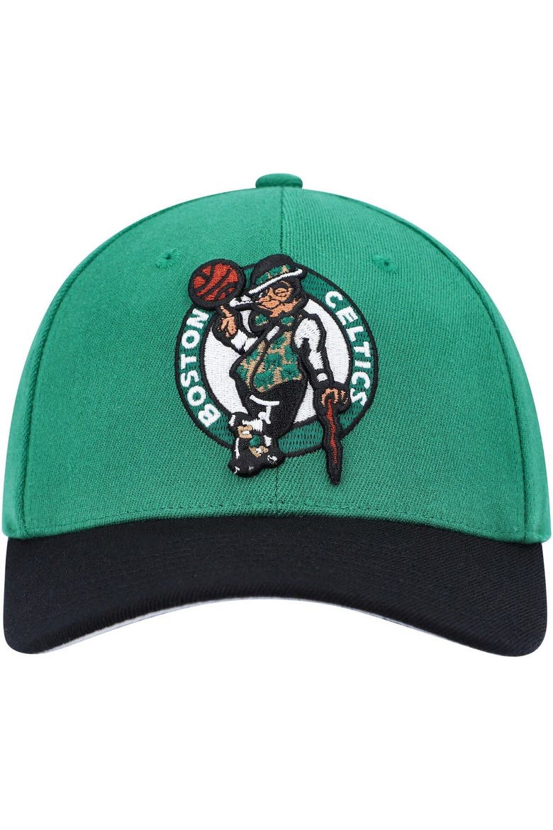 Men's Mitchell & Ness Kelly Green/Black Boston Celtics MVP Team Two-Tone 2.0 Stretch-Snapback Hat, Alternate, color, Kelly Green