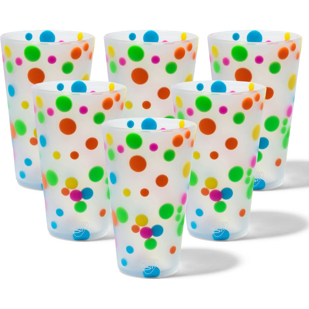Silipint Pint Glasses 6 Pk Polka Dots, 16oz, Silicone Cups, Hot & Cold Drink