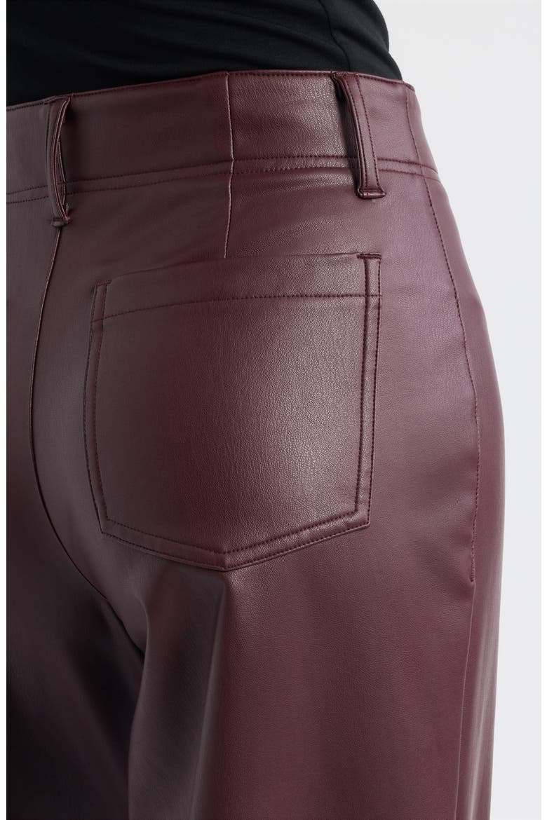 Pintuck Faux Leather Wide Leg Pants, Alternate, color, PLUM