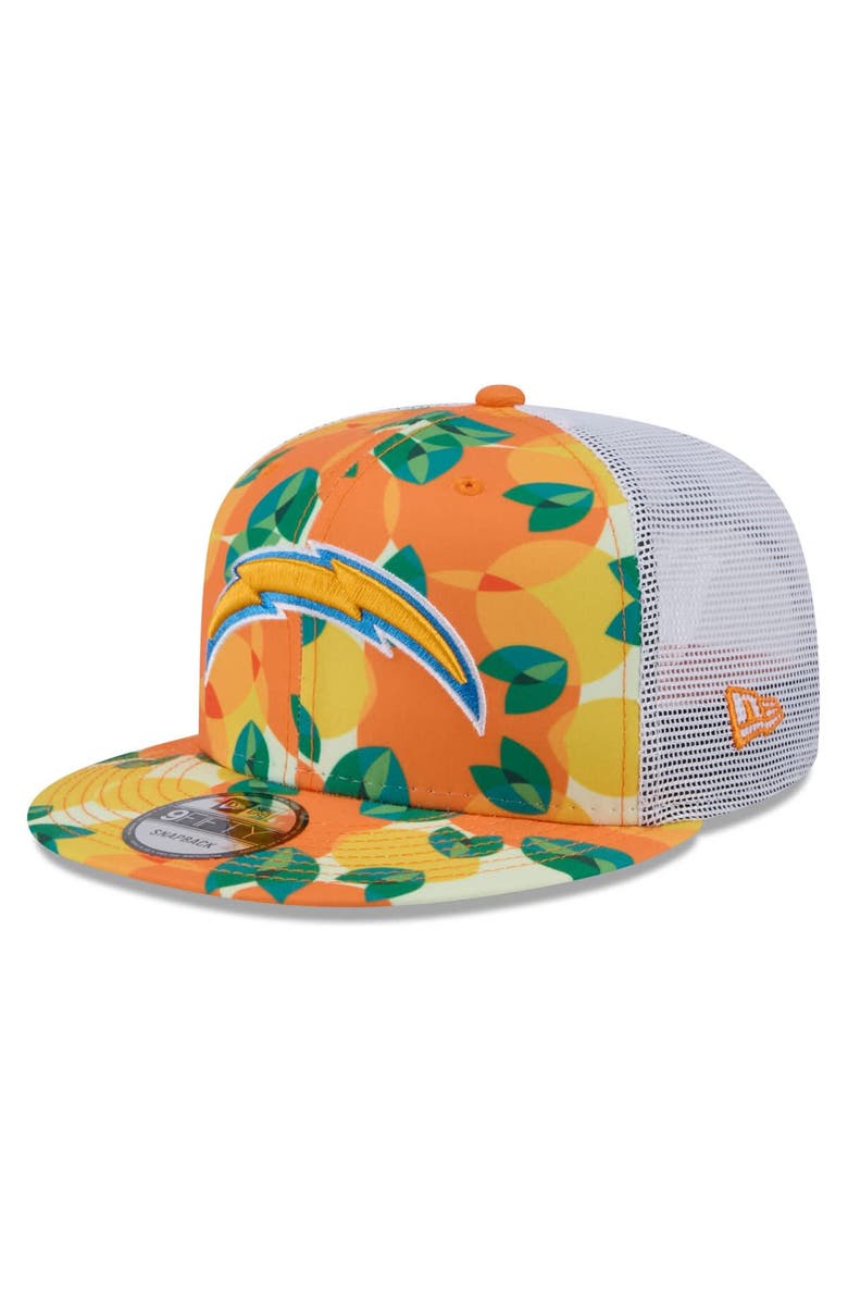 New Era Men's New Era Orange Los Angeles Chargers Citrus 9FIFTY Trucker Snapback Hat, Main, color, Orange