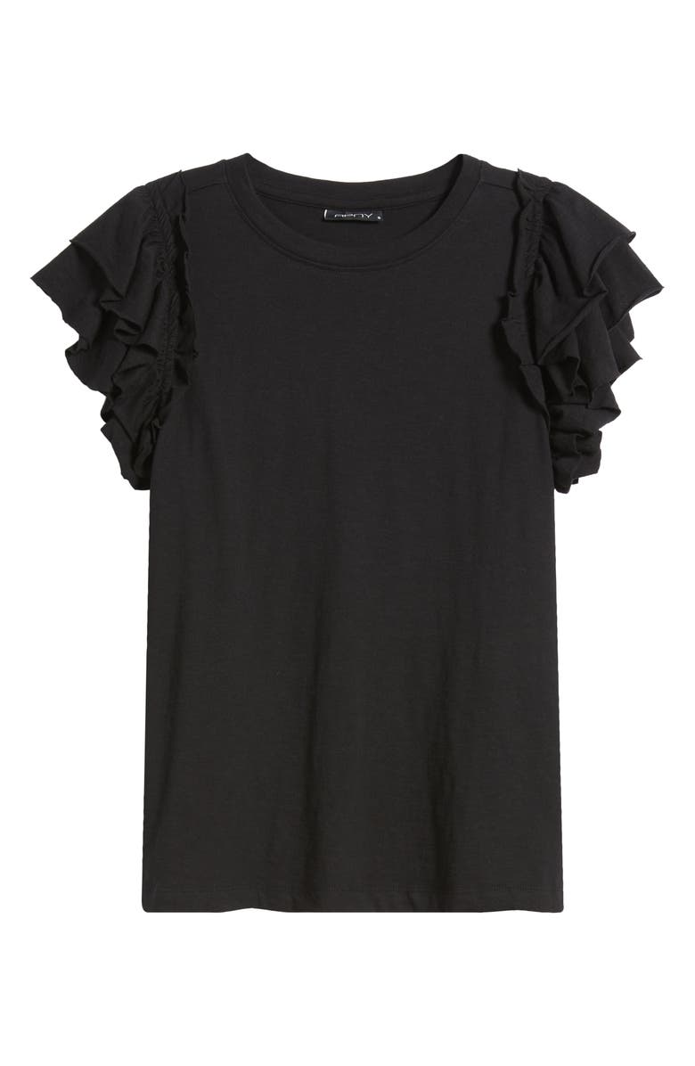 APNY Ruffle Sleeve T-Shirt, Alternate, color, Black