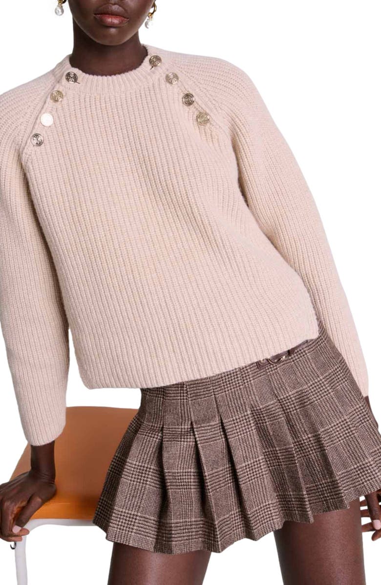 maje Ribbed wool sweater, Alternate, color, 