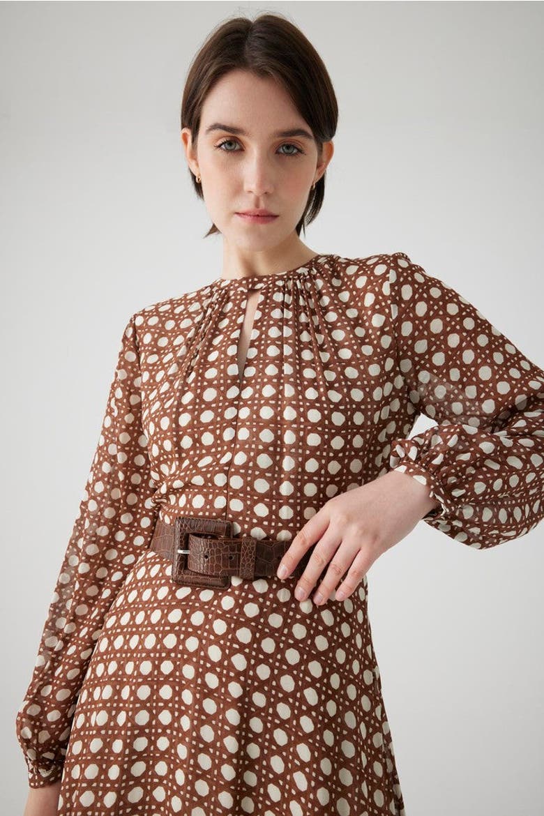 Alaina Chiffon Midi Dress, Alternate, color, BROWN-BONE