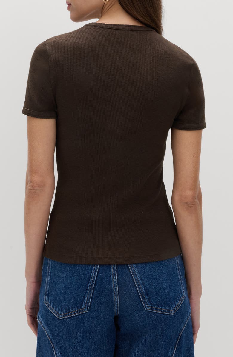PER UNA BY M&S Rib Short Sleeve Button-Up Top, Alternate, color, Dark Mole Brown