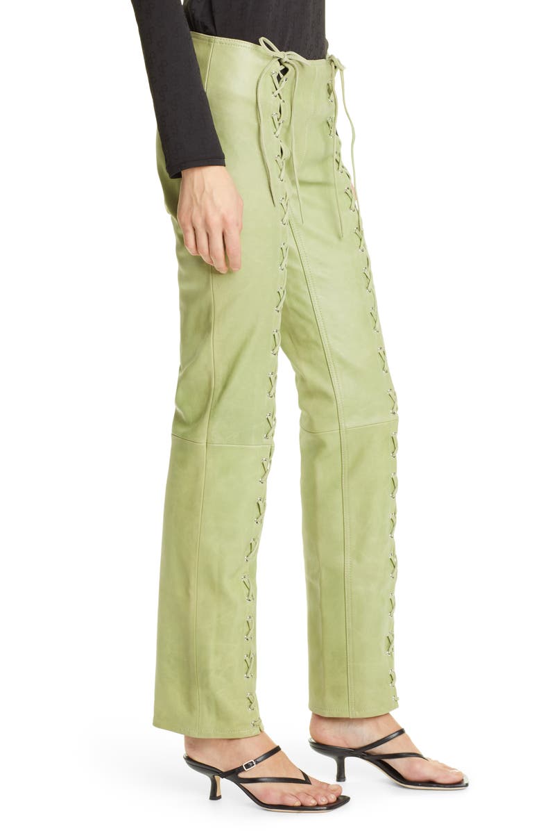 Saks Potts Christina Lace-Up Lambskin Leather Pants, Alternate, color, 