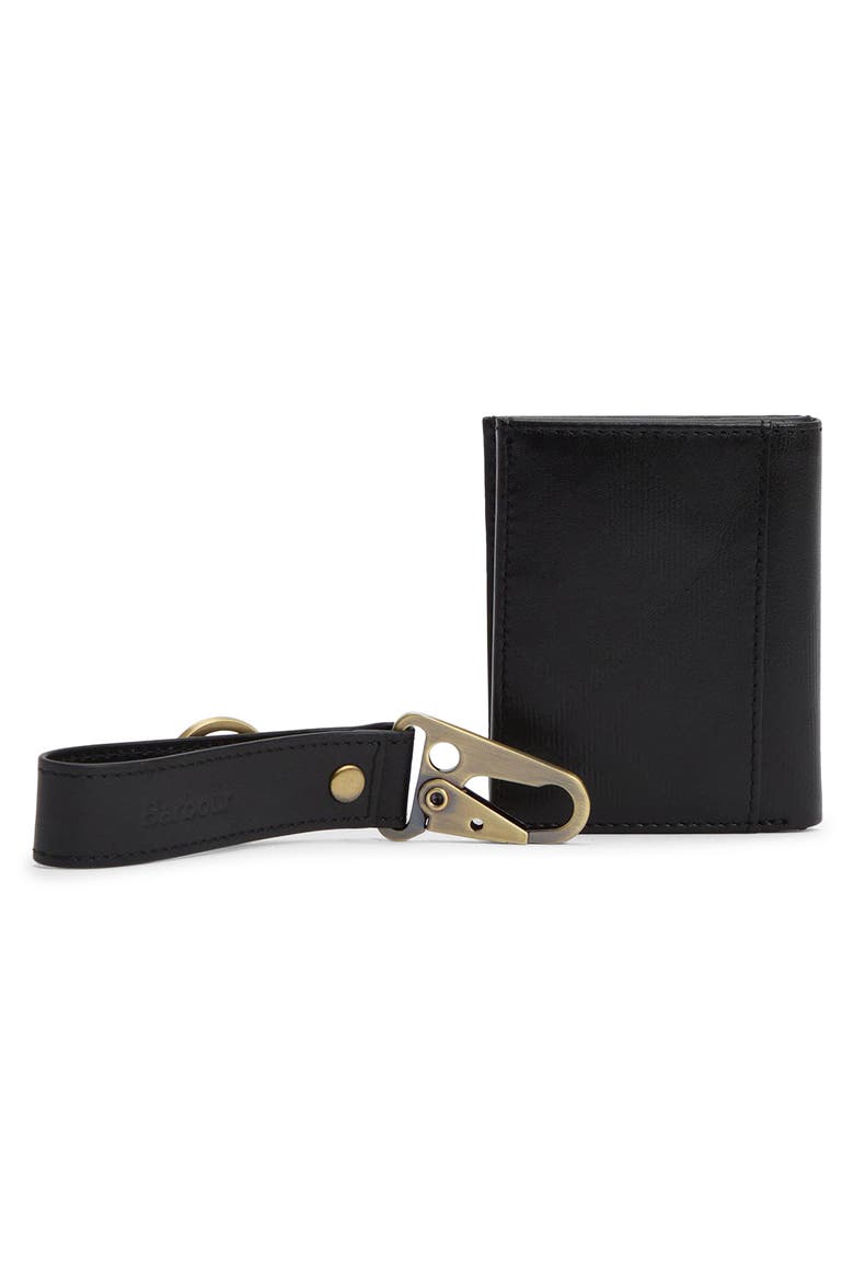 Brunton Leather Card Case & Key Fob Gift Set, Alternate, color, BLACK TARTAN EMBOSS