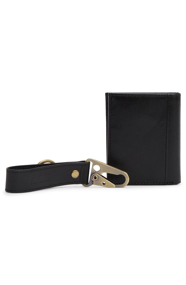 Barbour Brunton Leather Card Case & Key Fob Gift Set, Alternate, color, Black Tartan Emboss