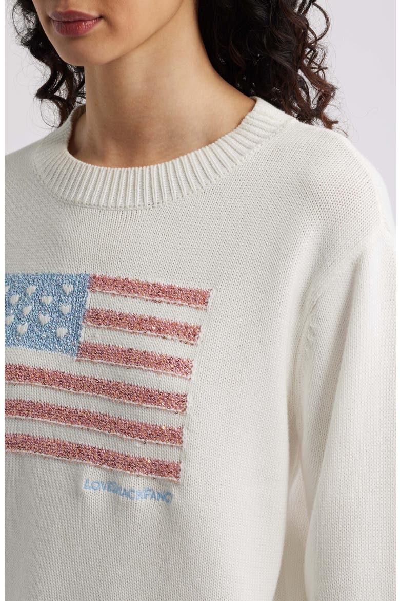 Sequin Flag Cotton Sweater, Alternate, color, POP ROCKET
