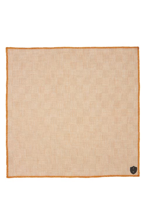 Clifton Wilson Check Linen Pocket Square In Brown