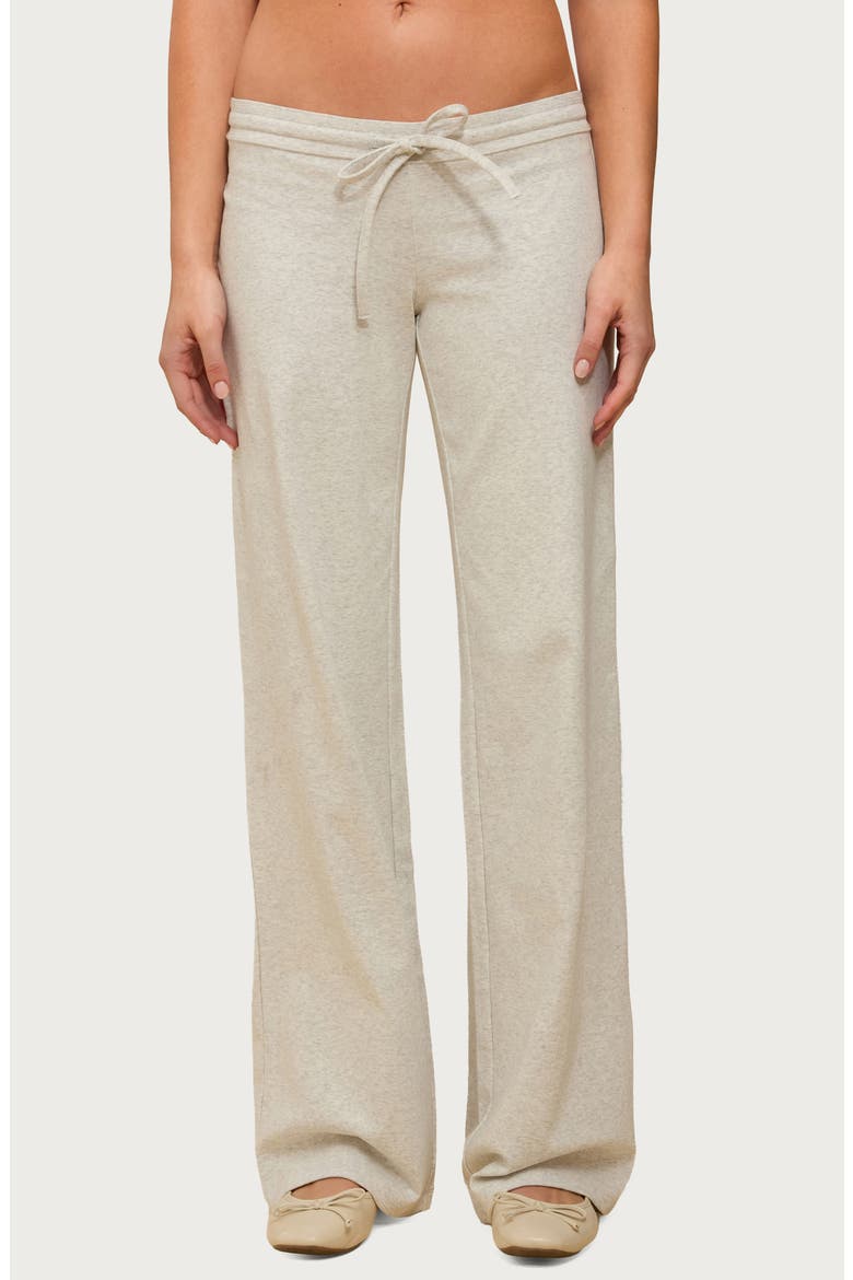 Claudia Stretch Cotton Drawstring Straight Leg Pants, Main, color, GRAY-MELANGE