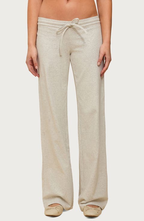 Claudia Stretch Cotton Drawstring Straight Leg Pants