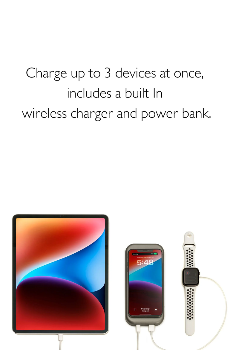 BentoStack Charge - Tech Accessory Organizer and 3-Way Charger, Alternate, color, Grey