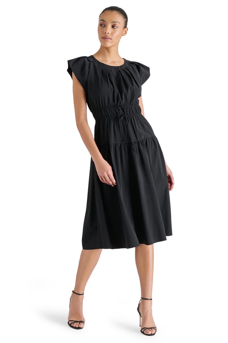 Archie Bow Ruched Dress, Main, color, BLACK