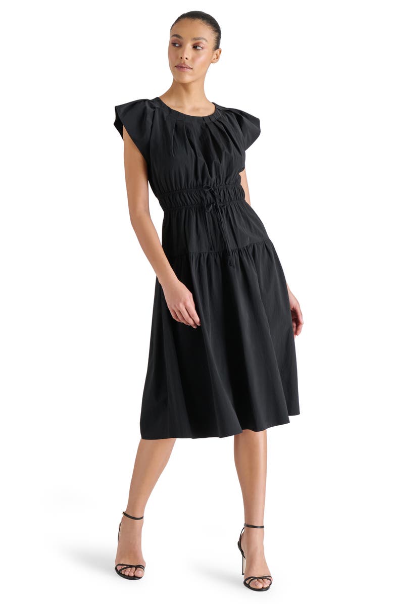 Steve Madden Archie Bow Ruched Dress, Main, color, Black