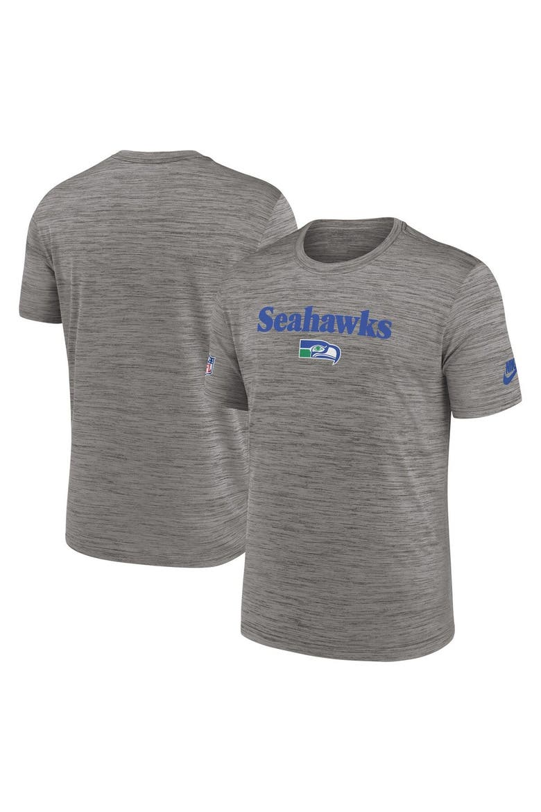 Men's Nike Heather Charcoal Seattle Seahawks Throwback Sideline Performance T-Shirt, Main, color, Heather Charcoal