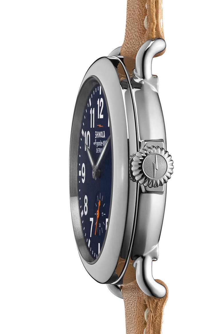 'The Runwell' Leather Strap Watch, 36mm, Alternate, color, NATURAL/ BLUE