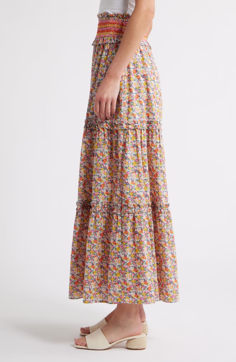 LOVE THE LABEL Raquel Floral Tiered Cotton Maxi Skirt, Alternate, color, 