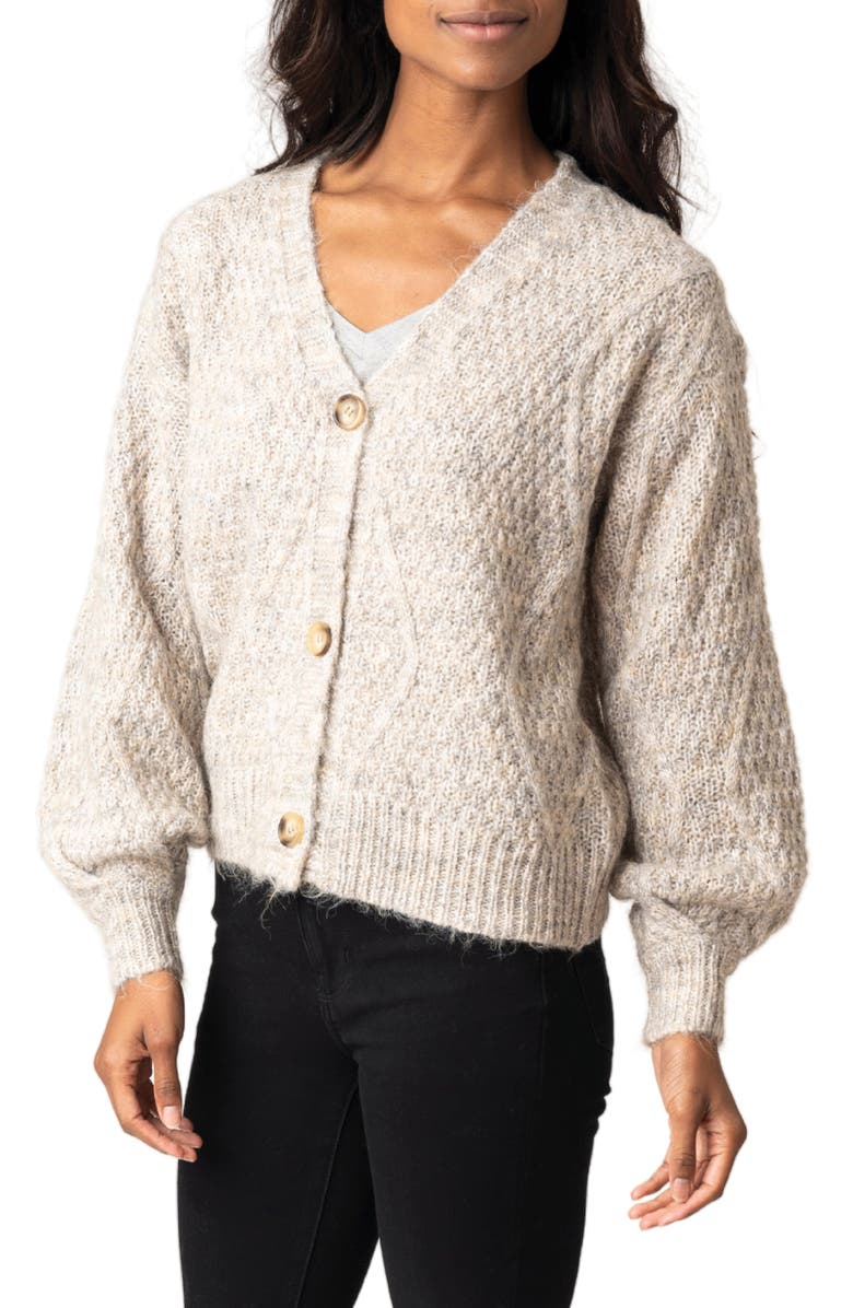 GIBSONLOOK Gigi Cable Knit Cardigan, Main, color, Oatmeal