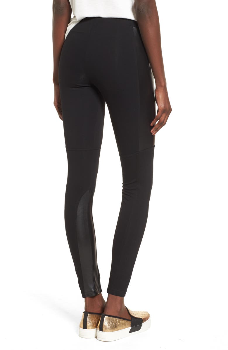 BP. Faux Leather Mixed Moto Leggings, Alternate, color, 