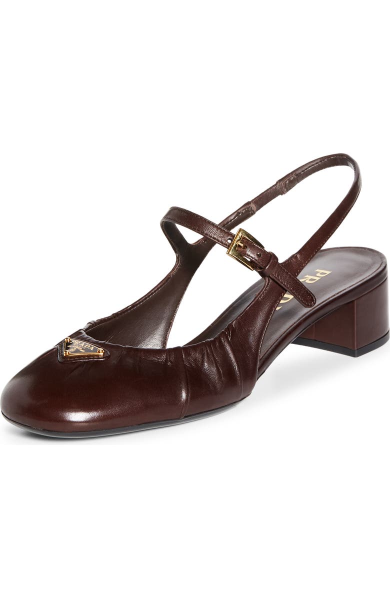 Prada Ruched Mary Jane Slingback Pump, Main, color, Moro