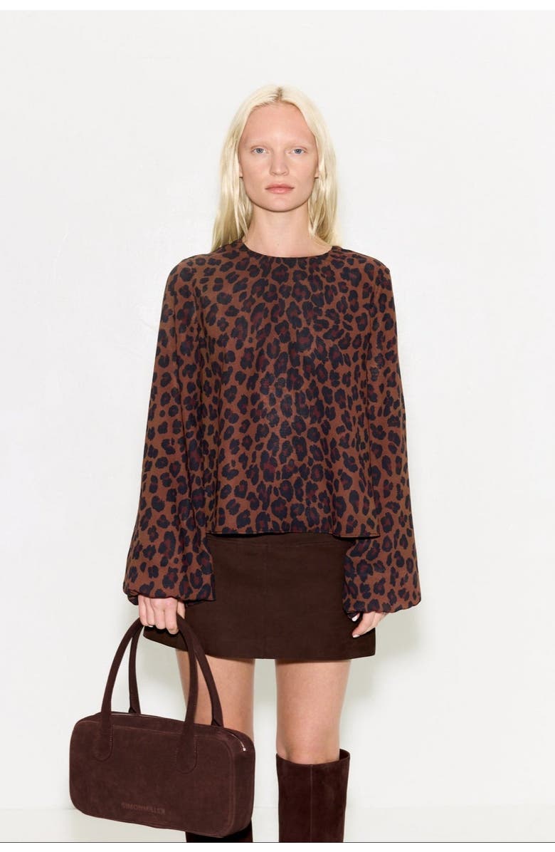 SIMONMILLER Joplin Chiffon Top, Alternate, color, Choco Brown Leopard
