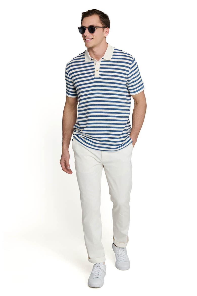 Slim Fit Short Sleeve Stripe Polo, Alternate, color, BLUE