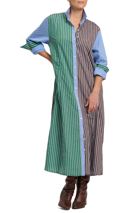 Mixed Stripe Long Sleeve Shirtdress
